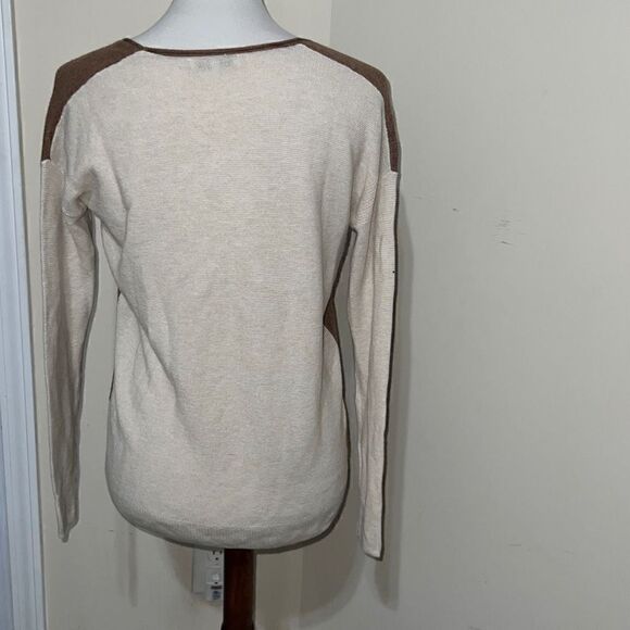 Madewell Kimball Pullover Sweater Colorblock Neutral Brown Wool Alpaca sz XXS - Picture 3 of 8